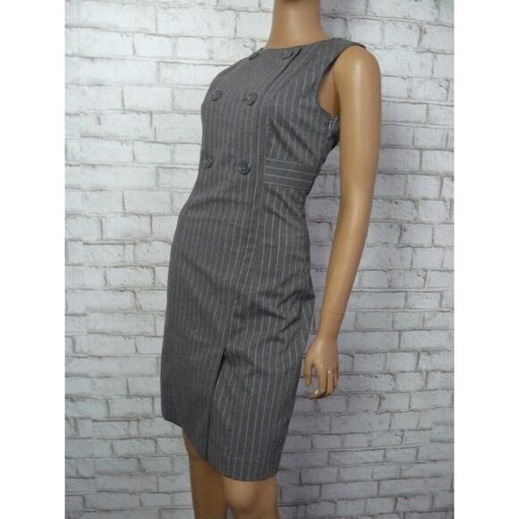 Tex by MaxAzria Dark Grey Wool-Like Pin Stripe Sheath Dress XS NWT - Picture 4 of 9
